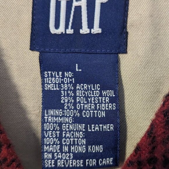 Vintage GAP Wool Suede Leather Plaid Tartan Vest Preppy Western Unisex - Picture 4 of 7